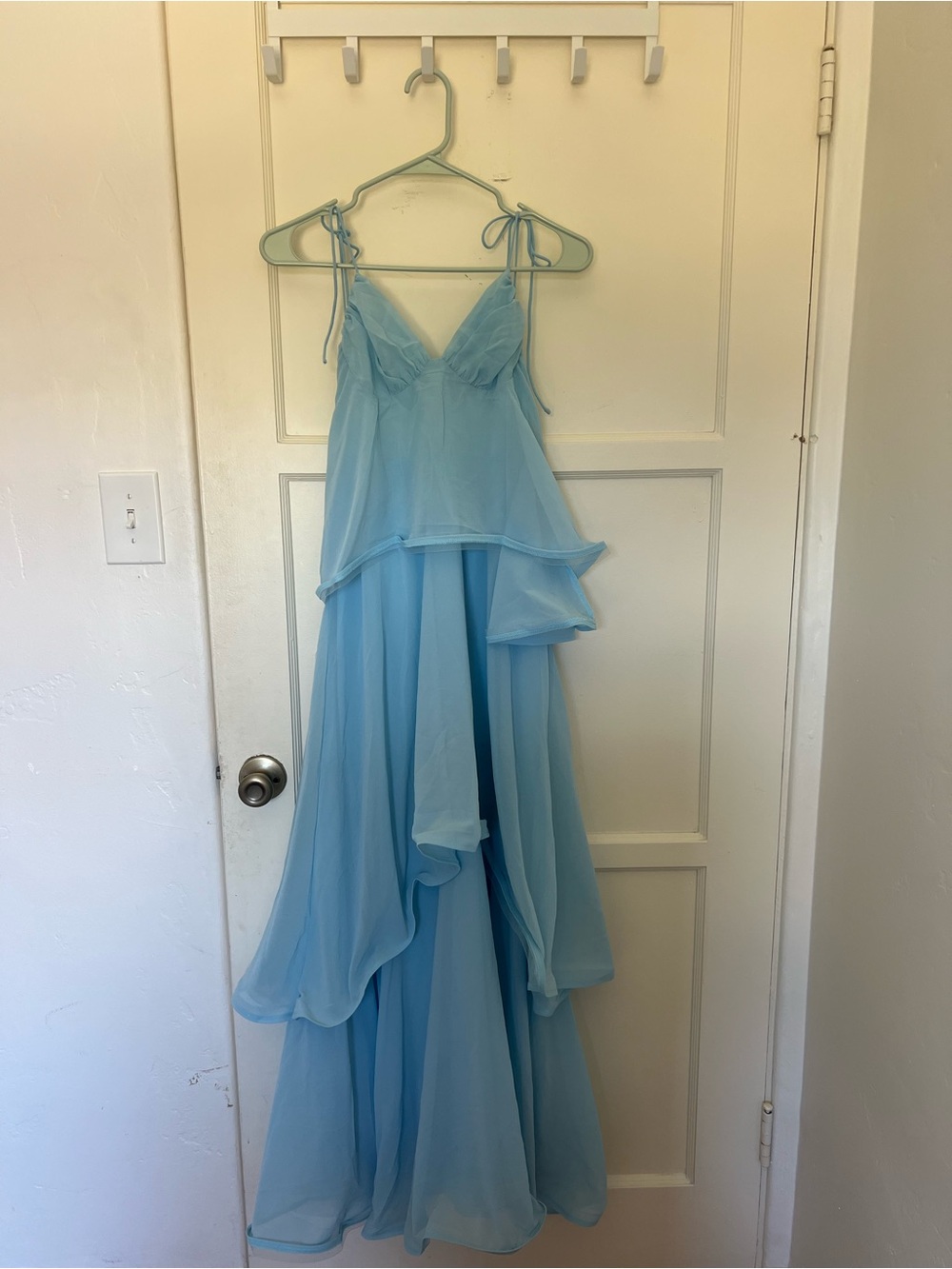 White Fox Boutique Light Blue Tiered Chiffon Maxi Dress
